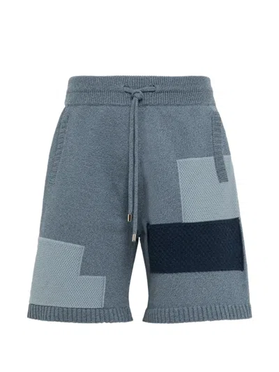 Laneus Patchwork Shorts In Blue