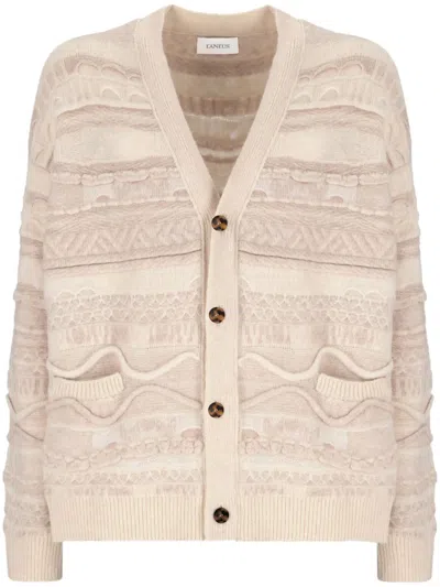 Laneus Patterned Intarsia-knit Cardigan In Pink