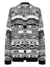 Laneus Patterned-jacquard Cardigan In Black