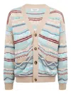 Laneus Patterned-jacquard Cardigan In Neutral