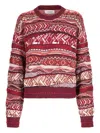 Laneus Patterned-jacquard Sweater In Red