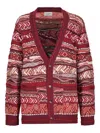 Laneus Patterned Knitted Cardigan In Multi