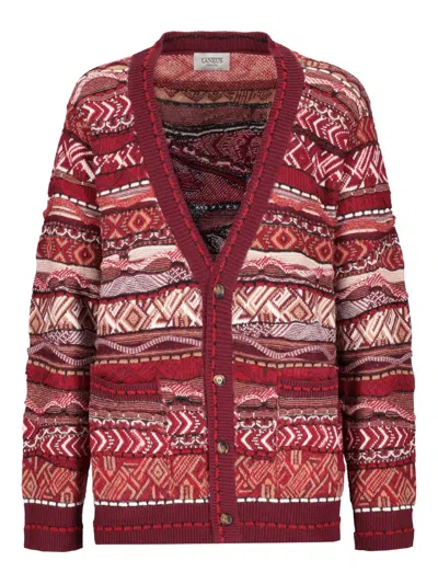Laneus Patterned Knitted Cardigan In Multi
