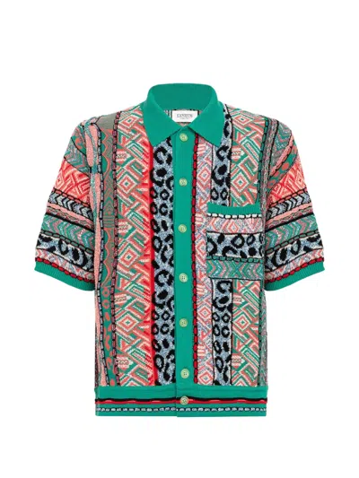 Laneus Patterned Knitted Shirt In Multi