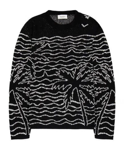 Laneus Patterned Sweater In Black