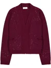 Laneus Perforated-design Cardigan In Red