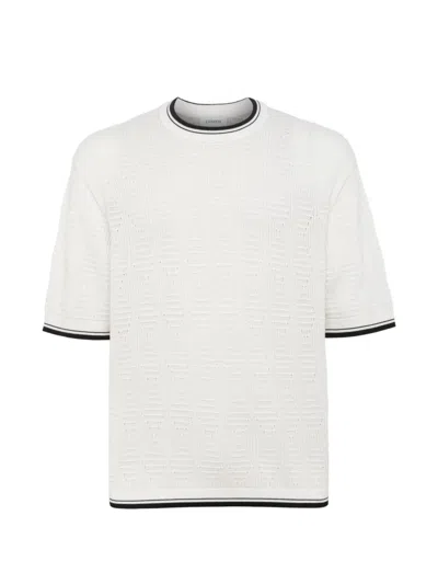 Laneus Perforated Knit T-shirt In White