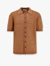 Laneus Perforated Linen And Cotton Cardigan In Brown