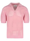Laneus Short Sleeve Mesh Knit Sweater In Pink