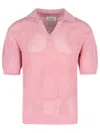 Laneus Short Sleeve Mesh Knit Sweater In Pink