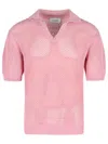 Laneus Short Sleeve Mesh Knit Sweater In Pink