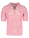 Laneus Short Sleeve Mesh Knit Sweater In Pink