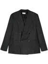 Laneus Pinstripe-pattern Blazer In 灰色
