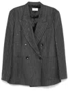 Laneus Pinstriped Double-breasted Blazer In Grey