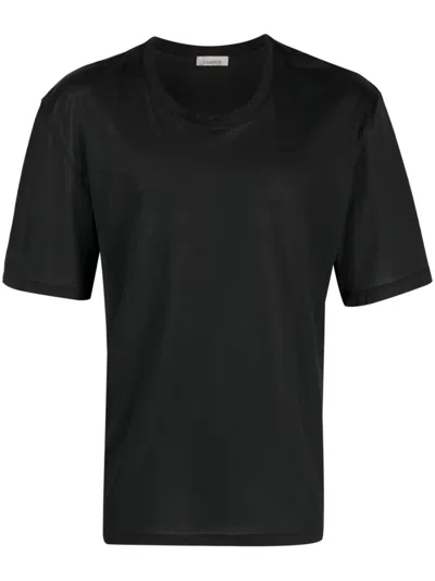 Laneus Plain Crew-neck T-shirt In Black