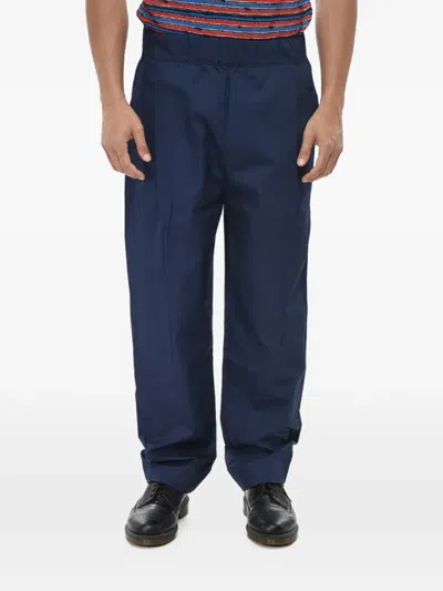 Laneus Pleated Elasticated-waistband Trousers In Blue