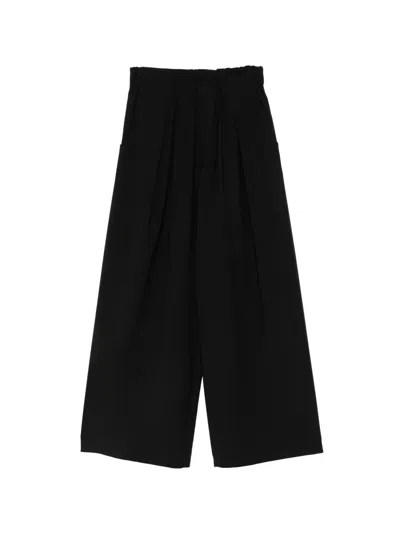 Laneus Pleated Wide-leg Trousers In Black