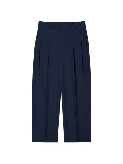 Laneus Pleated Wide-leg Trousers In Blue