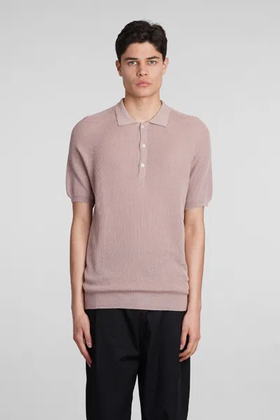 Laneus Polo In Rose-pink Cotton In Rosa