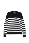 Laneus White And Blue Striped Cotton Polo Shirt In Blue