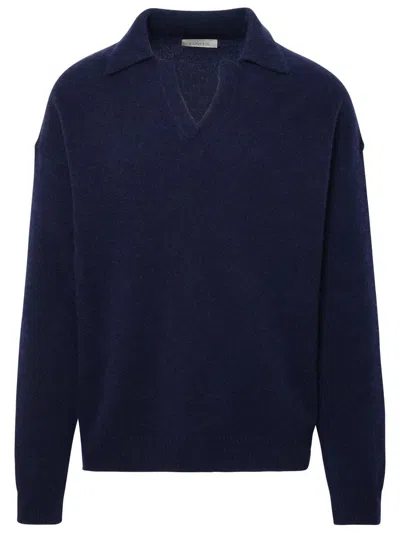 Laneus Polo Shirt In Blue Cashmere Blend In Navy