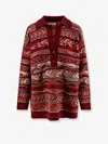 Laneus Polo Sweater With Multicolored Inlays In Red