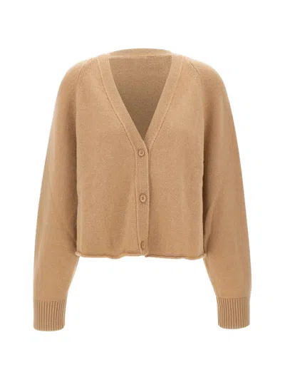 Laneus Raw-cut Button-up Cardigan In Brown