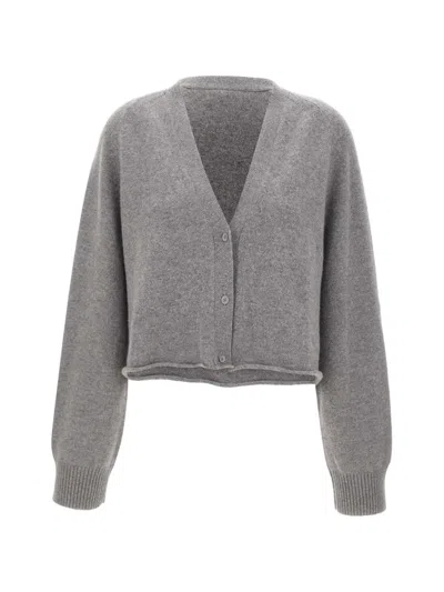 Laneus Raw-cut Cropped Cardigan In Gray
