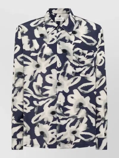 Laneus Relaxed Fit Shirt Man Printed Collar Pocket In Multi
