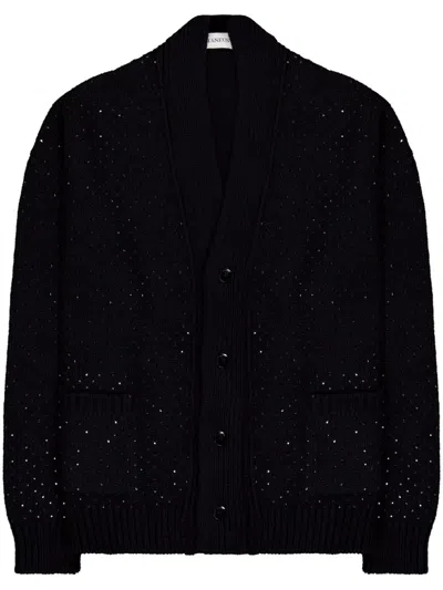 Laneus Rhinestone-embellished Cardigan In Black