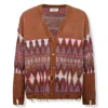 Laneus Rhomboid Pattern Cardigan In Brown