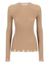 Laneus Ribbed Frayed-hem Sweater In Neutral