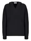 Laneus Ribbed Hoodie In Black
