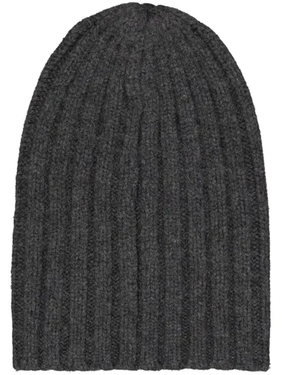 Laneus Ribbed-knit Beanie In Grey