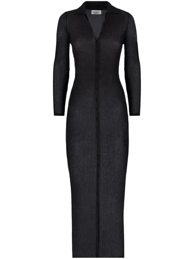 Laneus Ribbed Knit Dress In Black