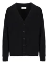 Laneus Ribbed V-neck Cardigan In Black