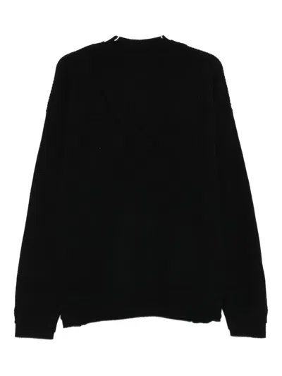 Laneus Ribbed V-neck Sweater In Black