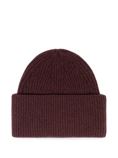 Laneus Ribbed-knit Beanie Hat In Burgundy