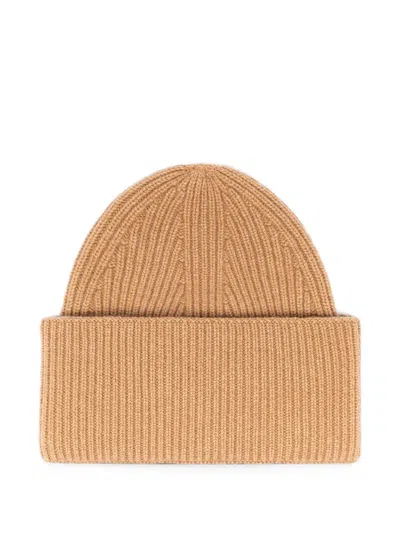 Laneus Ribbed-knit Beanie Hat In Brown