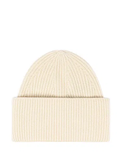 Laneus Ribbed-knit Beanie Hat In Neutral