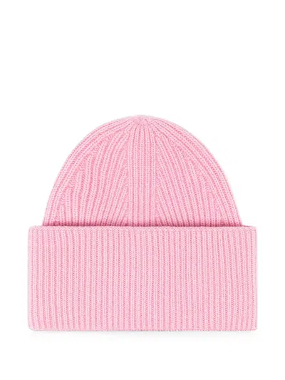 Laneus Ribbed-knit Beanie Hat In Pink