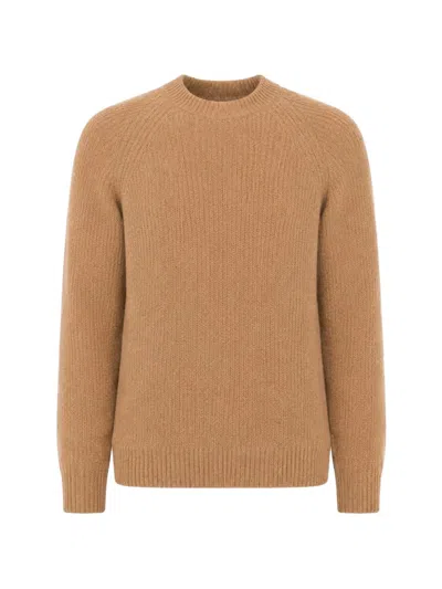 Laneus Ribbed-knit Boxy-fit Sweater In Brown