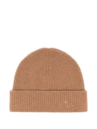 Laneus Strickbeanie Mit Logo-stickerei In Brown