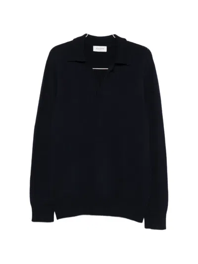 Laneus Ribbed-knit Long-sleeve Sweater In Blue