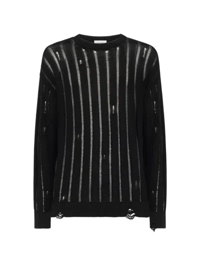 Laneus Ripped Striped Jumper In Black