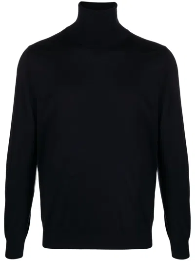 Laneus Roll-neck Fine-knit Jumper In Nero