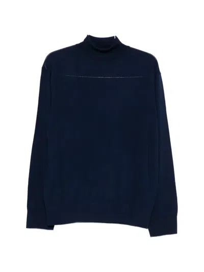 Laneus Roll-neck Wool Sweater In Blue