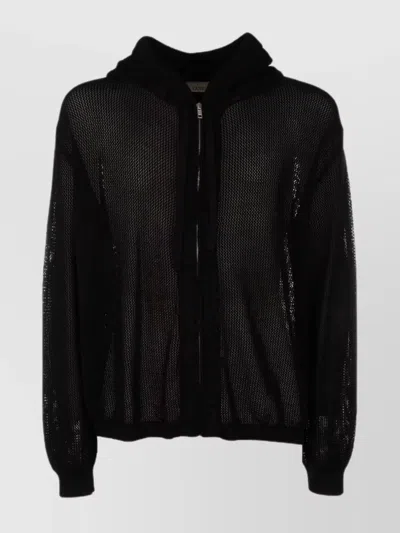 Laneus Sheer Hooded Long Sleeves Jacket In Black