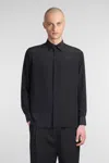 Laneus Shirt In Black Silk In Black