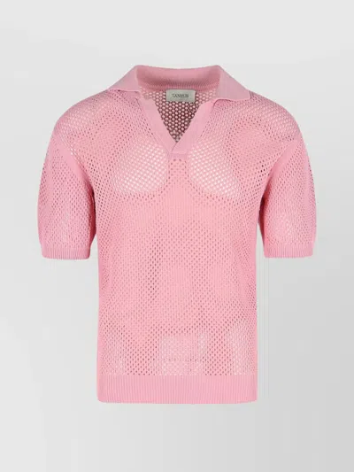 LANEUS SHORT SLEEVE MESH KNIT SWEATER